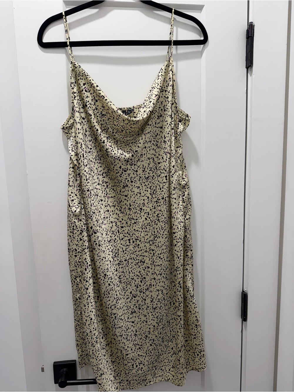 Vero Moda Ivory Satin Slip Dress with Black Speckle